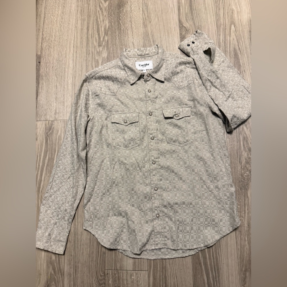 Corridor pearl snap western Men's Casual Button Down Shirt Large